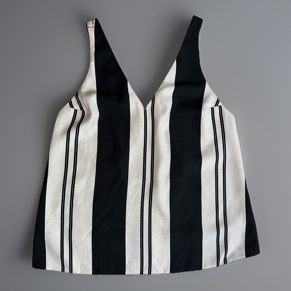 Topshop Women's Size 10 Crossback Strappy Linen Blend Sleeveless Top Blouse